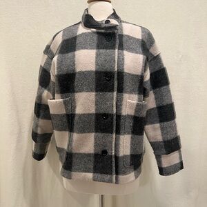 Banana Republic Black and Cream Plaid Jacket